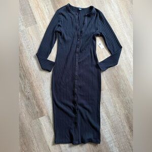 Old Navy Black Ribbed Long Sleeve Dress